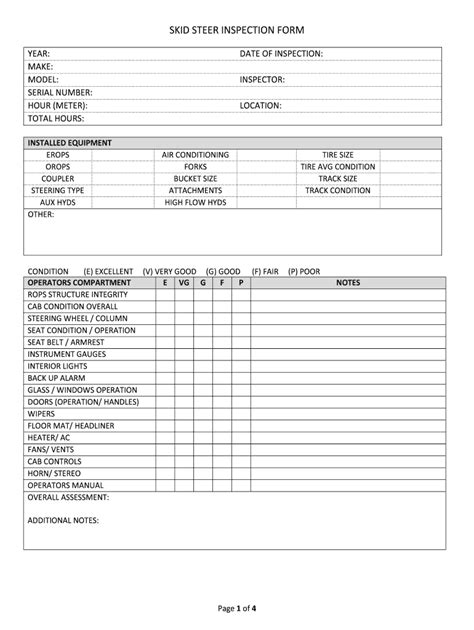 skid steer spanish inspection form|microsoft word skid steer 2016.